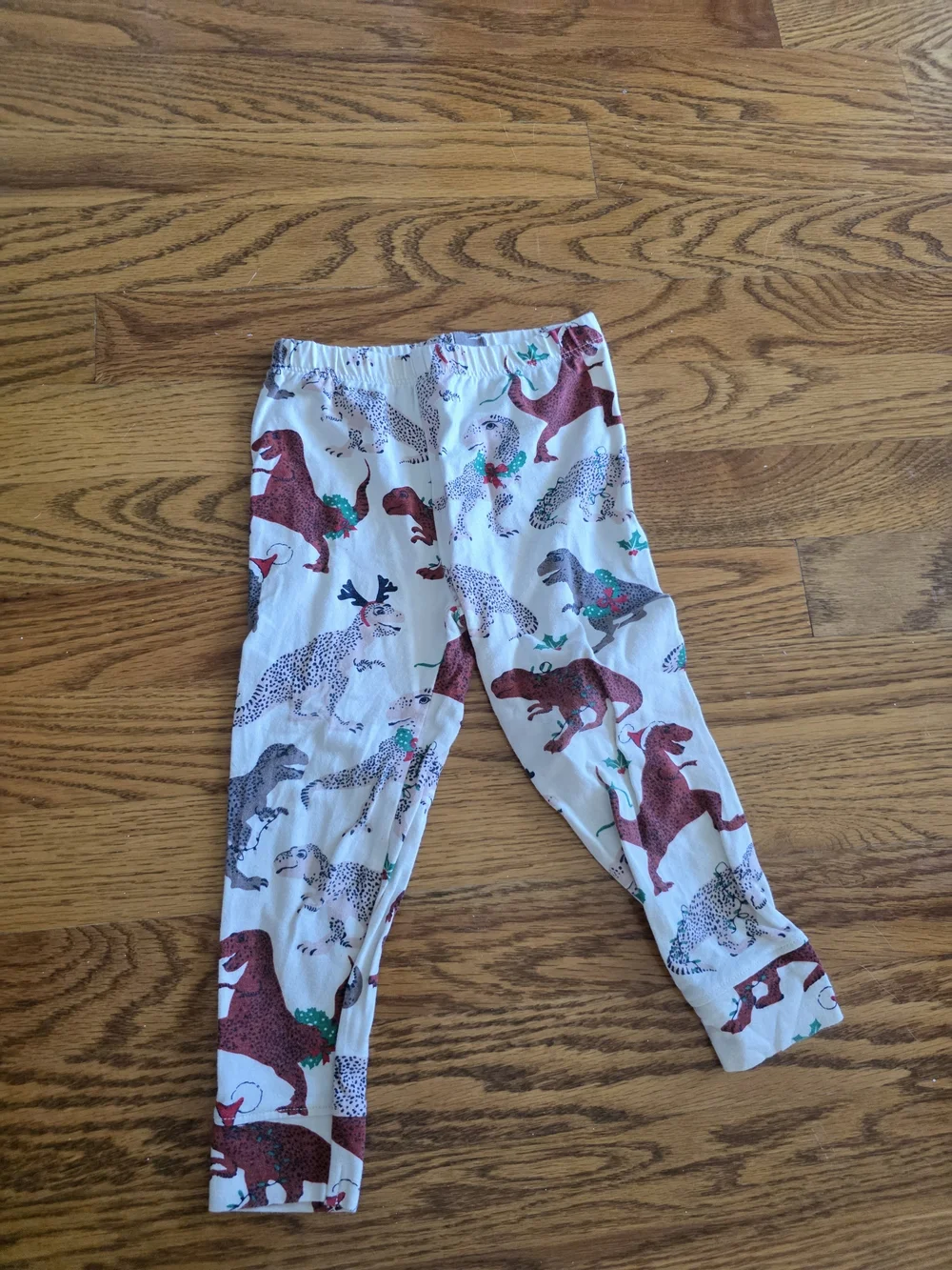 Pink Chicken White Pajama Set with Brown and Gray Dinosaur Print